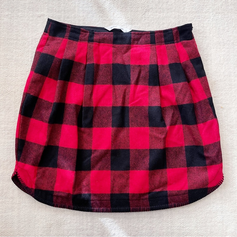 Woolrich Red Black Buffalo Plaid Wool Blend Mini Skirt Sz 6 Holiday Christmas